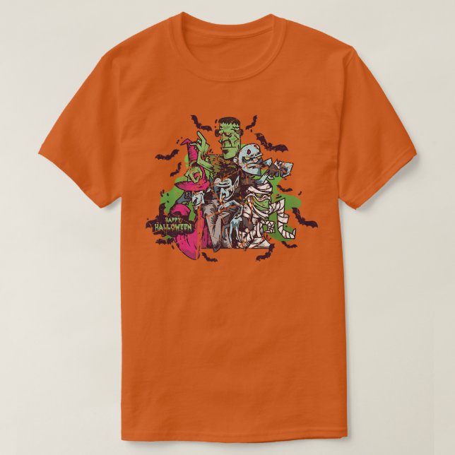 Zombies Happy Halloween Spooky Scary Zombie Men Wo T-Shirt (Design Front)