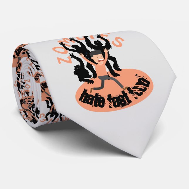 Zombies Hate Fast Food Neck Tie (Rolled)