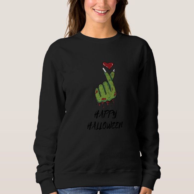 Zombies Heart Hand Sign Spooky Halloween Zombie Me Sweatshirt (Front)