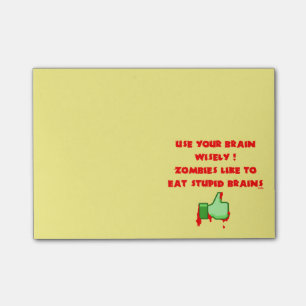 Zombies like stupid brains post-it notes