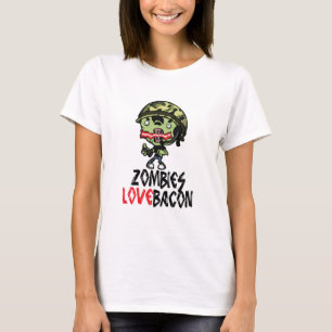 Zombies Love Bacon F Shirt White Basic