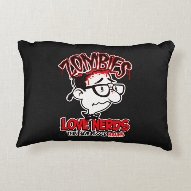 Zombies Love Nerds Decorative Pillow (Back)