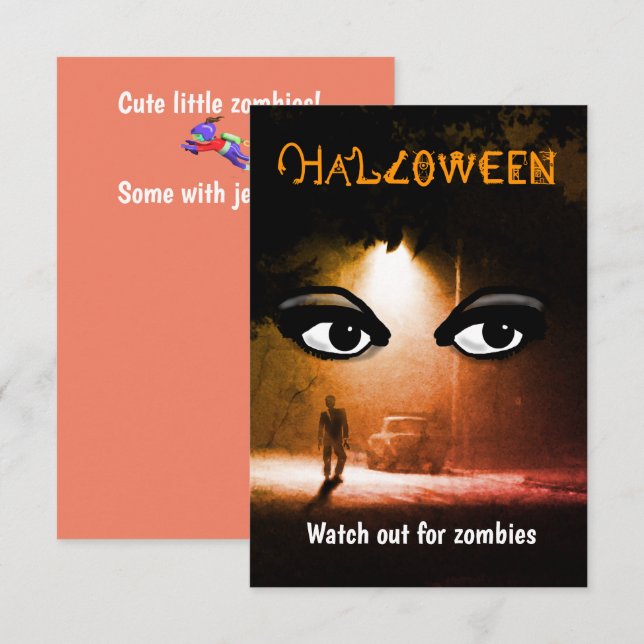 Zombies on Halloween Card (Front/Back)