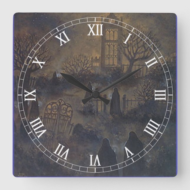 Zombies Square Roman Numerals Clock (Front)