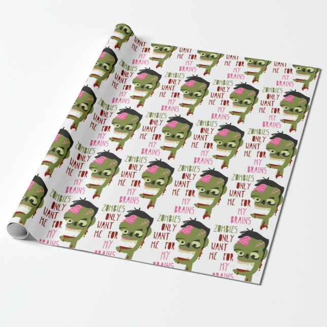 Zombies Want Me Wrapping Paper (Unrolled)
