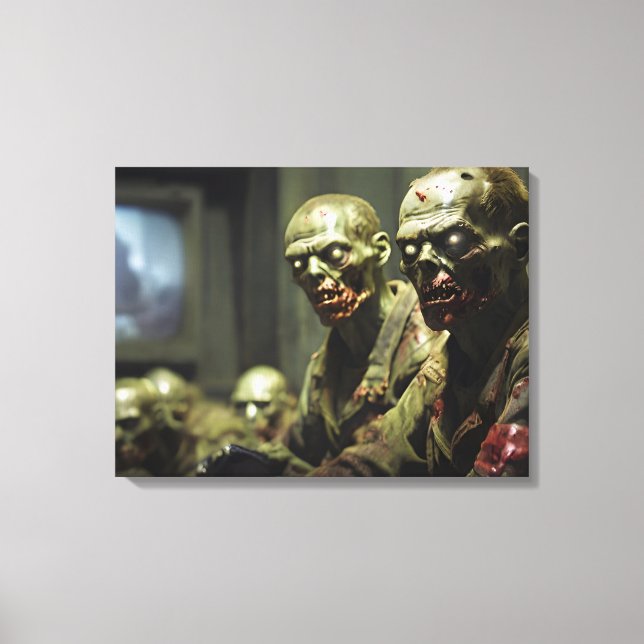  zombies watching Russian tv propaganda Canvas Print (Front)