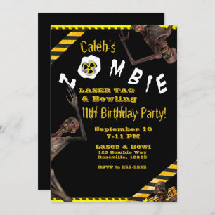 Zombies Yellow & Black Birthday Party Invitation