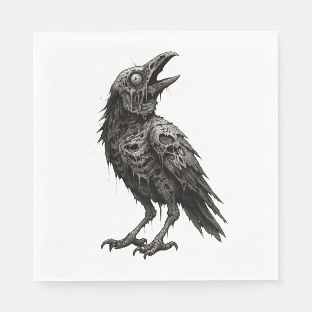 Zombified Crow Napkins (Front)