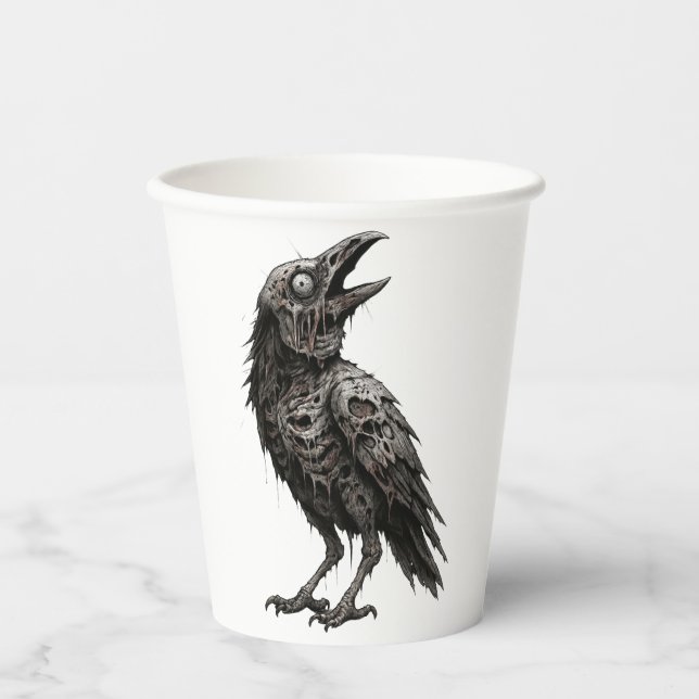 Zombified Crow Paper Cups (Front)