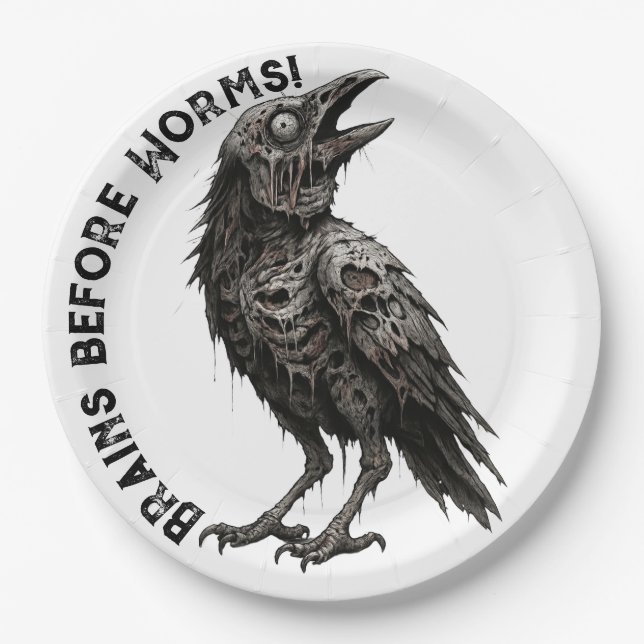 Zombified Crow Paper Plates (Front)