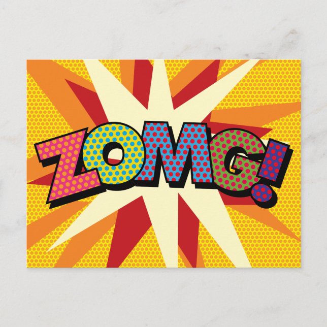 ZOMG Your Message Speech Bubble Fun Retro Announcement Postcard (Front)