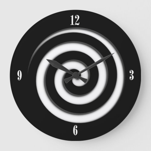 Zone Out Black Spiral Hypno Four Number Wall Clock