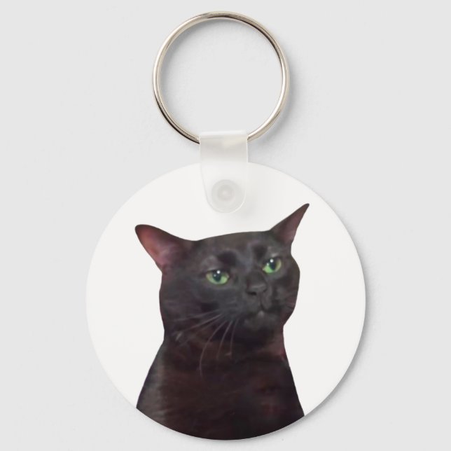 Zoned Out Cat Meme Double Sided Keychain (Front)