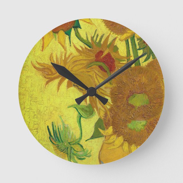 Zonnebloemen (Van Gogh) Round Clock (Front)