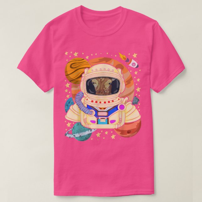 Zoo Animal Africa Giraffe Space Scientist Rockets  T-Shirt (Design Front)
