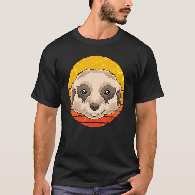 Zoo Animal Africa Safari Retro Meerkat T-Shirt (Front)