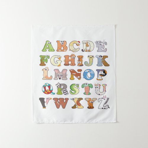 Zoo Animal Alphabet Letters ABCs Learning Tapestry