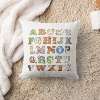 Zoo Animal Alphabet Letters ABCs Learning Throw Pillow