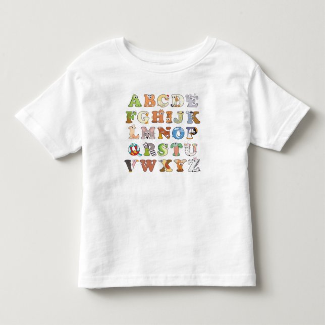 Zoo Animal Alphabet Letters ABCs Learning Toddler T-shirt (Front)