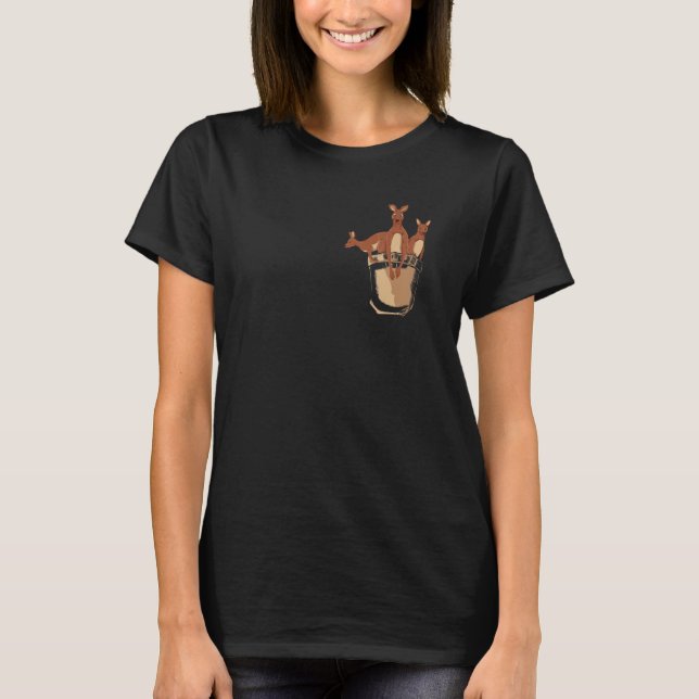 Zoo Animal   Australia Animal Cute Pocket Kangaroo T-Shirt (Front)