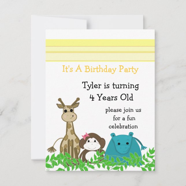 Zoo Animal Birthday Invitation (Front)