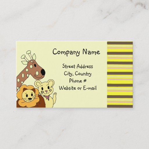 Customizable Zoo Animal Business Card