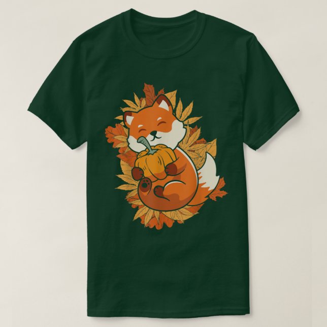 Zoo Animal Fo Autumn Falling Leaves Forest Animal  T-Shirt (Design Front)