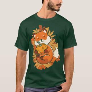 Zoo Animal Fo Autumn Falling Leaves Forest Animal T-Shirt