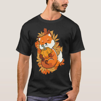 Zoo Animal Fox Autumn Falling Leaves Forest Animal T-Shirt