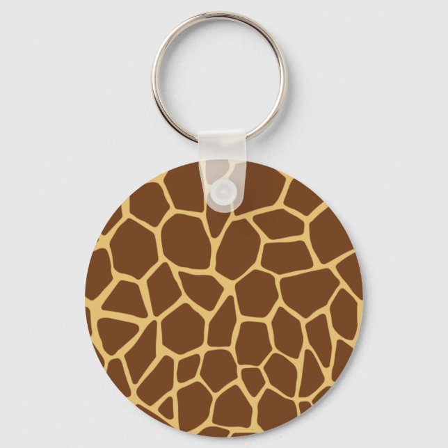 Zoo Animal Gift, Giraffe Skin Print, Safari Animal Keychain (Front)