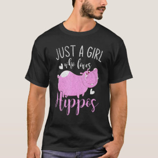 Zoo Animal Lover Women Just A Girl Who Loves Hippo T-Shirt