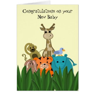 Zoo Animal New Baby Congratulations Card