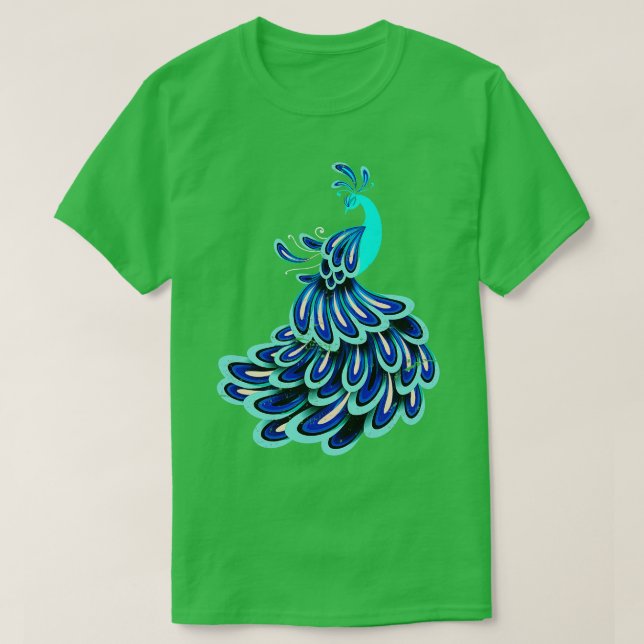 Zoo Animal Ornamental Bird Peacock T-Shirt (Design Front)