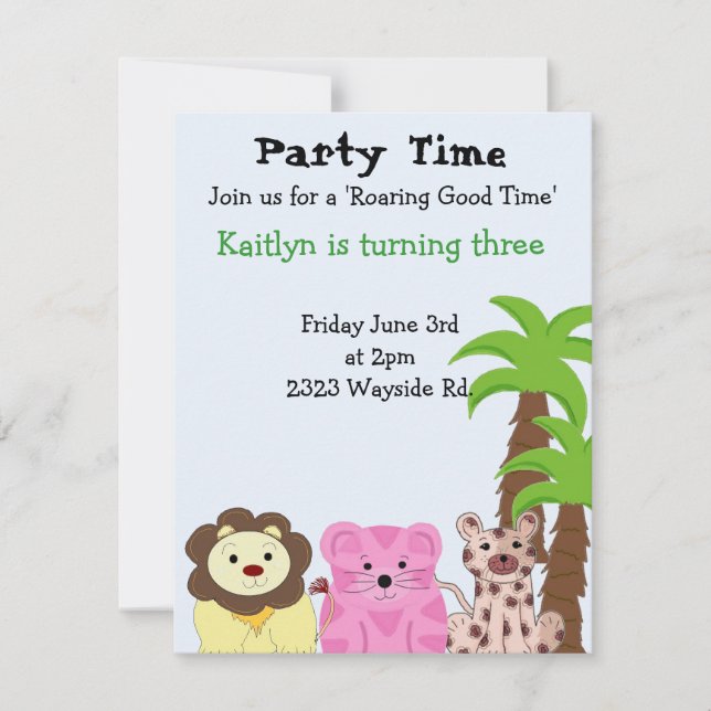 Zoo Animal Party Invitation (Front)