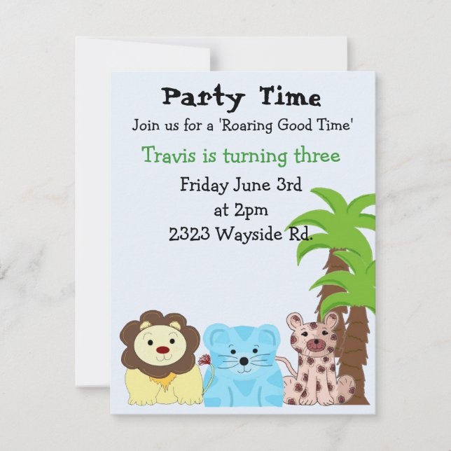 Zoo Animal Party Invitation (Front)