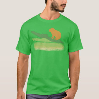 Zoo Animal Pun Capybara Crocodile friends T-Shirt