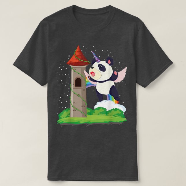 Zoo Animal Rainbow Pandacorn Magical Fairytale Uni T-Shirt (Design Front)