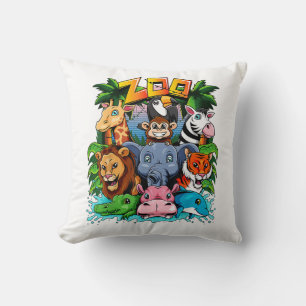 Zoo Animal Shirt Kids Boys Girls Teacher School Fi Throw Pillow