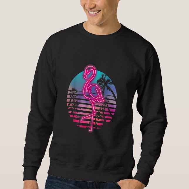 Zoo Animal Tropic Summer Sunrise Flamingo Sweatshirt (Front)