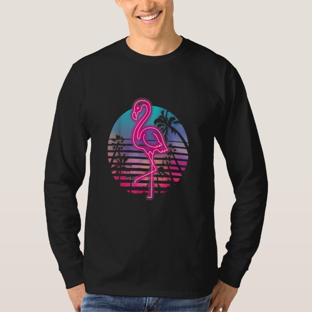 Zoo Animal Tropic Summer Sunrise Flamingo T-Shirt (Front)