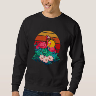 Zoo Animal Tropic Summer Sunrise Flamingo Vintage Sweatshirt