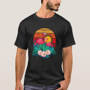 Zoo Animal Tropic Summer Sunrise Flamingo Vintage T-Shirt