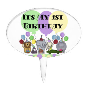 Zoo Animals 1st Birthday Cake Topper