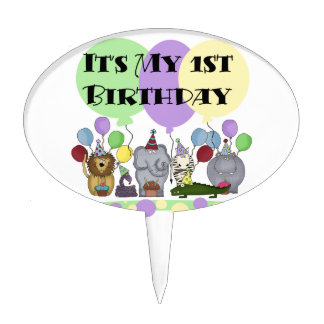 Zoo Animals 1st Birthday Cake Topper