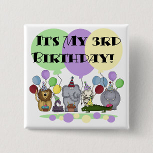 Zoo Animals 3rd Birthday Tshirts and Gifts Button
