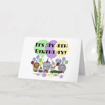 Zoo  Animals 4th Birthday Tshirts And Gifts Card by kids_birthdays at Zazzle