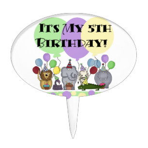Zoo Animals 5th Birthday Cake Topper