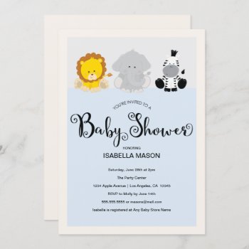 Zoo Animals Baby Shower Invitation by PinkMoonPaperie at Zazzle