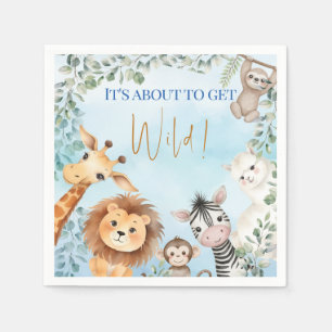 Zoo Animals Baby Shower-It's About To Get Wild! Napkins