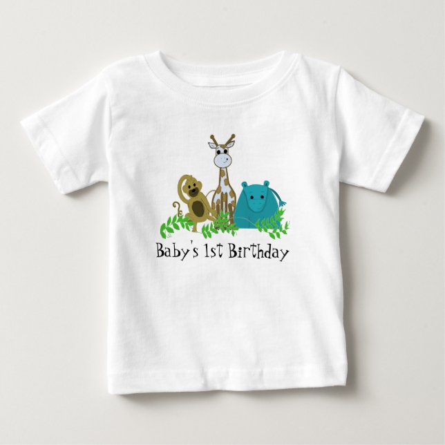 Zoo Animals Baby's 1st Birthday Baby T-Shirt (Front)